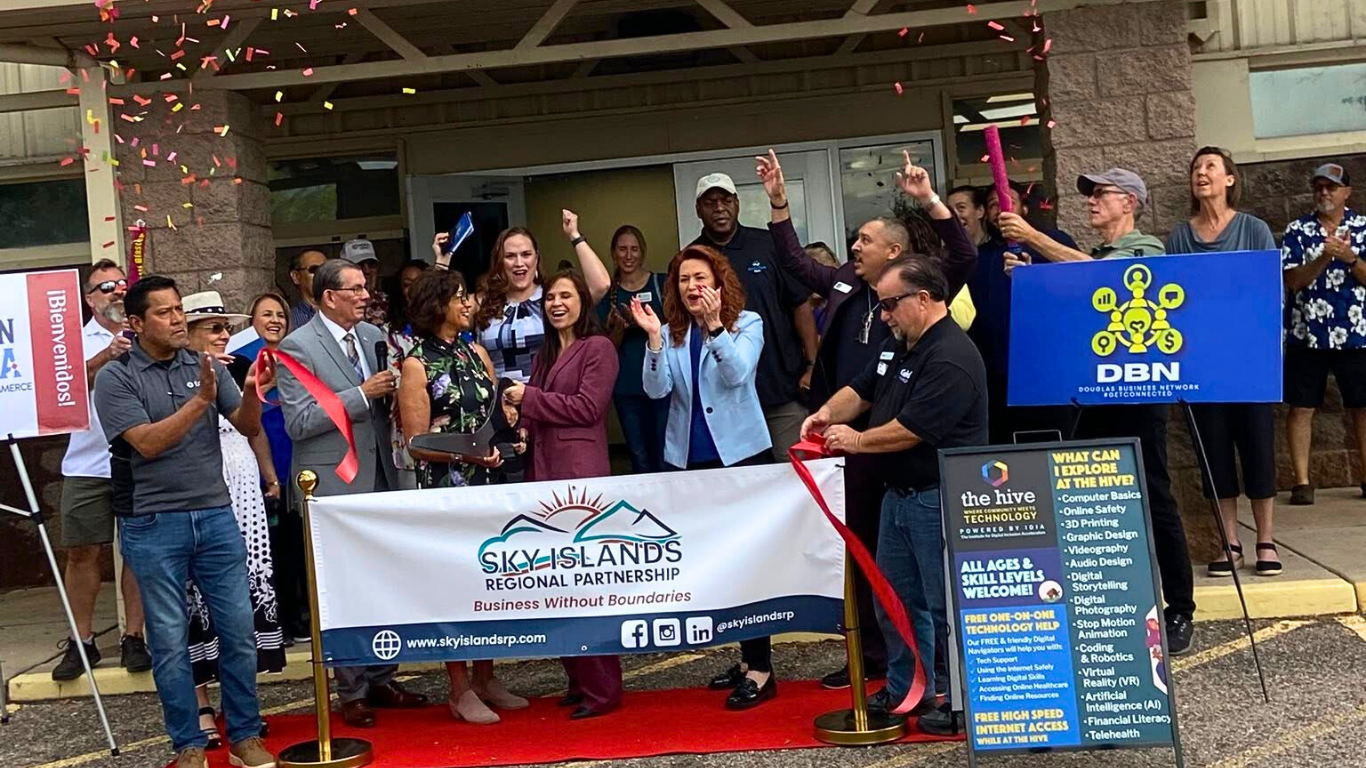 Confetti at the ribbon cutting in front of the Sierra Vista Hive